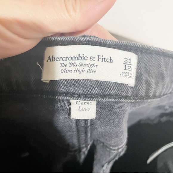 Abercrombie & Fitch 90th Straight ultra high rise jeans black  31/12 curve love - Picture 6 of 6